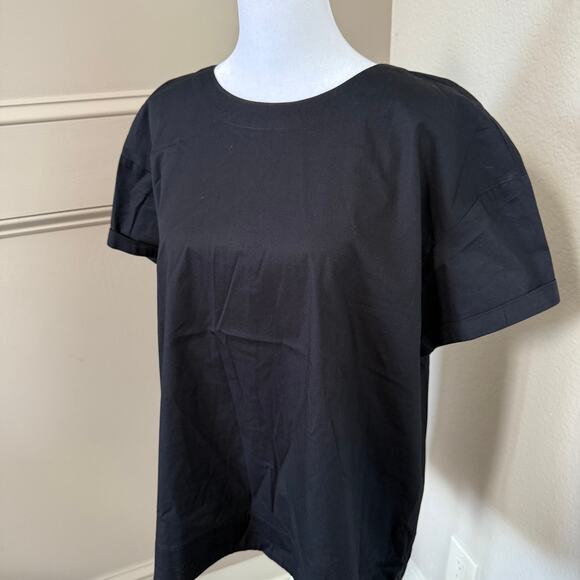 Eileen Fisher System Organic Cotton Tunic Black Rolled Sleeve Size M Minimalist - Picture 3 of 6